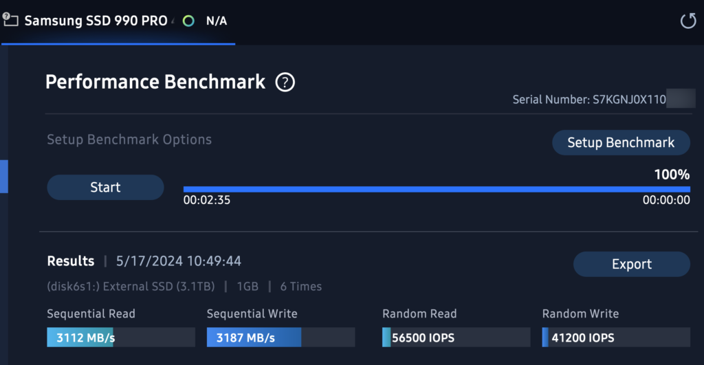 Samsung Magician Benchmark Results