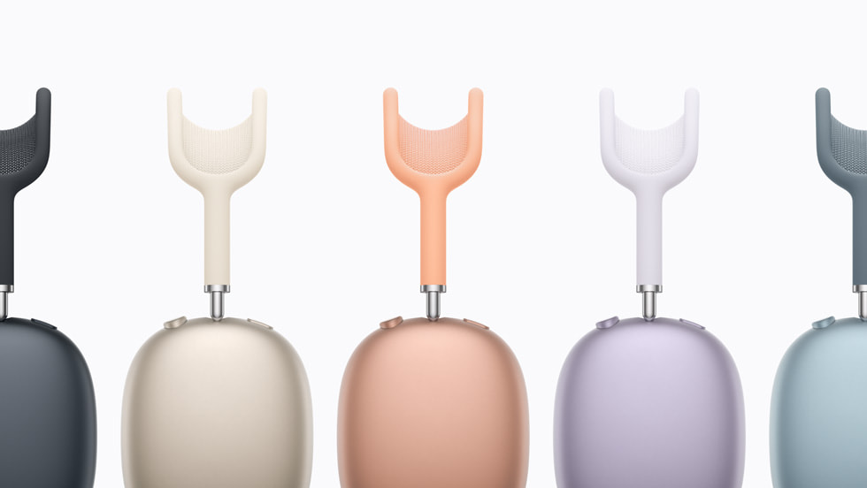 AirPods Max 2 color lineup — midnight, starlight, orange, purple, blue